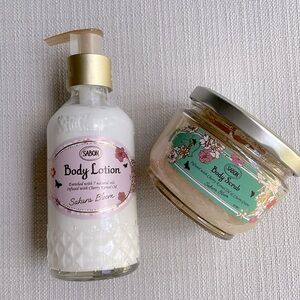 SABON Sakura bloom body lotion and body scrub set